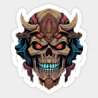 80s Style Villian Skull Sticker